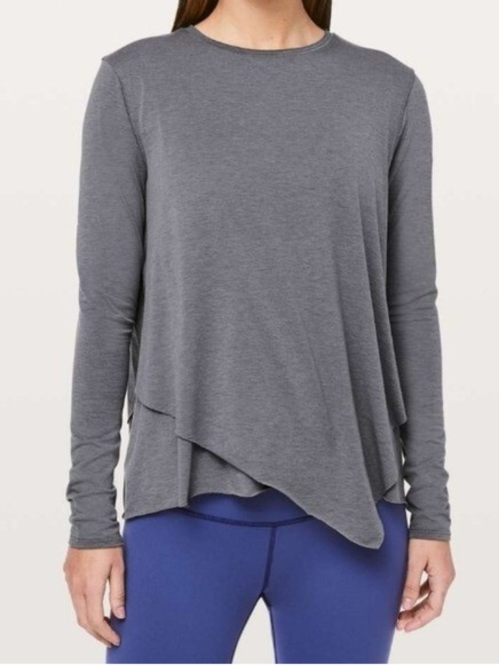 lululemon athletica Gray Draped Asymmetrical Long-Sleeve Top